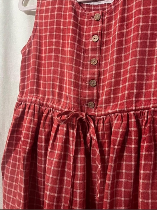 notPERFECTLINEN Dresses & Skirts - NPL Mama Dress Raspberry Grid Size S/M